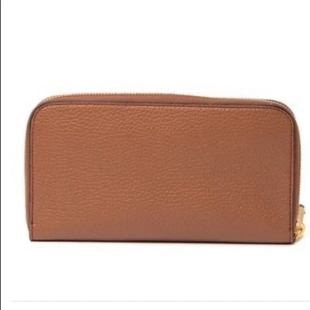 NEW MOSCHINO Brown logo Leather Zip Around Wallet